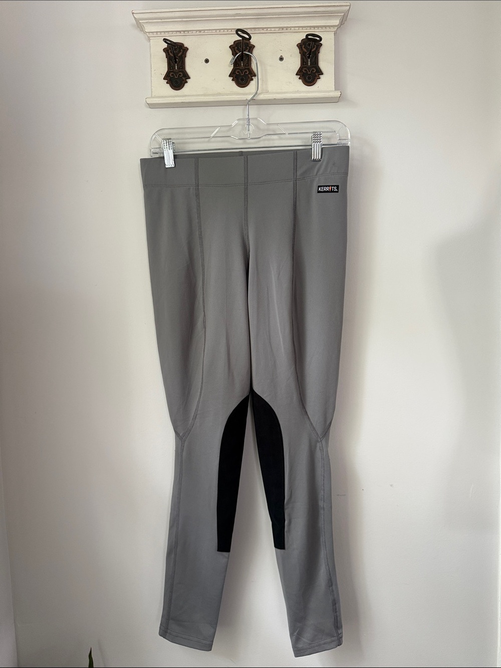 Kerrits Gray and Black Equestrian Knee Breeches Riding Pants Size Large